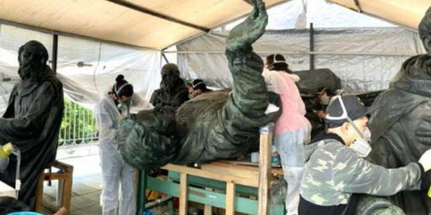 La Secretaría de Cultura del Gobierno de México y el Instituto Nacional de Antropología e Historia dieron a conocer que la escultura de Cristóbal Colón se encuentra en buen estado de conservación