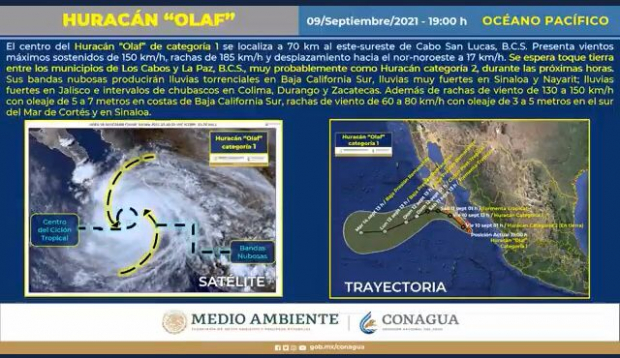 "Olaf" se aproxima a Baja California Sur.