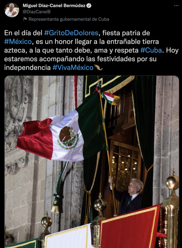 Mensaje publicado en la cuenta de twitter de Miguel Díaz-Canel