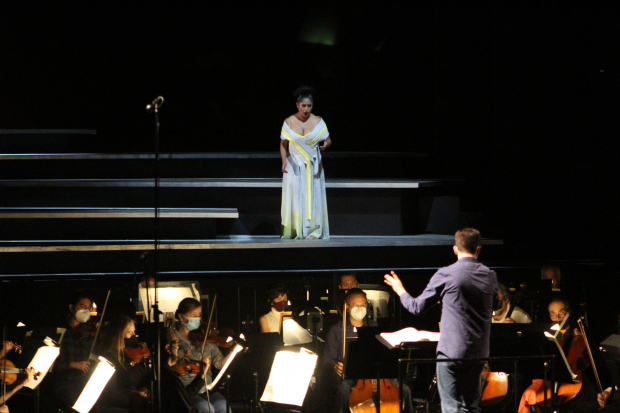 La soprano Karen Gardeazábal, dando vida a Eupaforice.