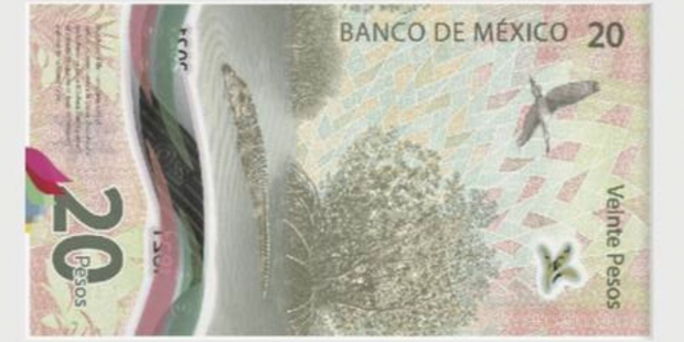 Parte reversa del nuevo billete de 20 pesos