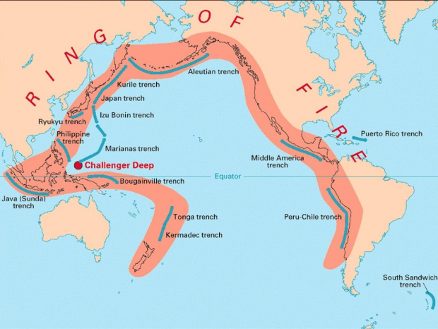 El Cinturón de Fuego o Anillo de Fuego, que une a México con muchos países en cuanto a sismos y actividad volcánica