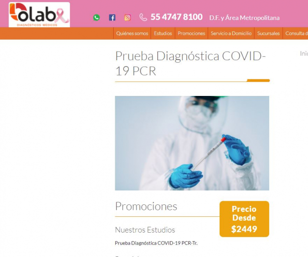 costo de la prueba PCR en Laboratorio Olab