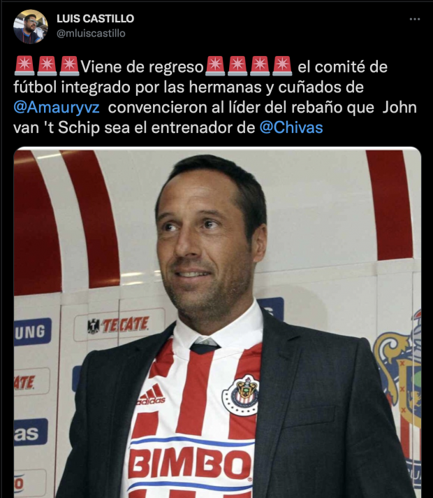 John van 't Schip ya dirigió a Chivas en 2012.