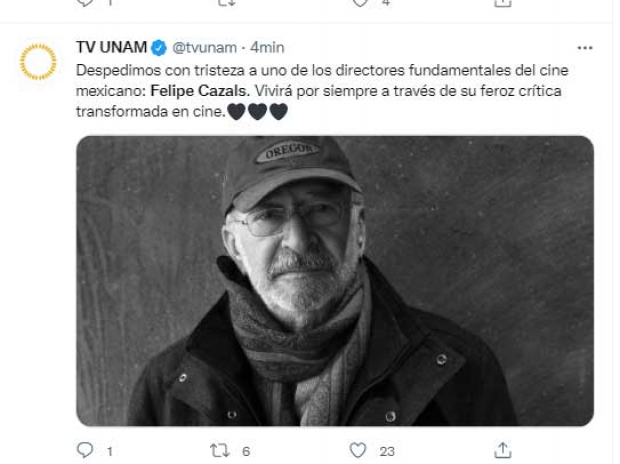 Fallece el director de cine mexicano, Felipe Cazals