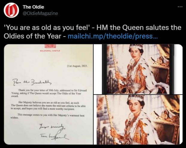 La reina Isabel II rechaza el premio y envía mensaje