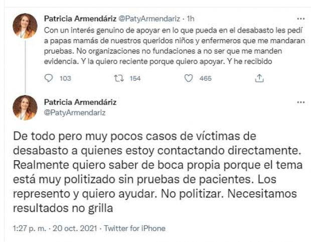 La legisladora de Morena, Patricia Armendáriz, solicitó evidencia del desabasto de medicamentos.