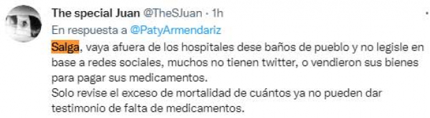 Usuarios de Twitter recomendaron a la legisladora Patricia Armendáriz revisar los índices de mortandad