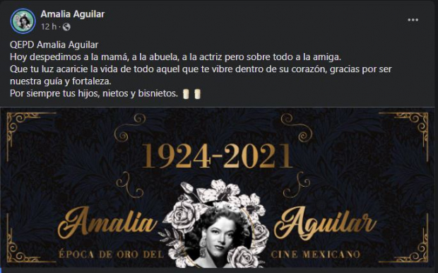 Murió Amalia Aguilar a los 97 años