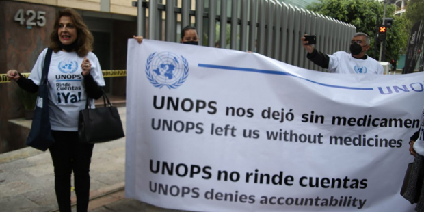 María Elena Pérez-Jaén Zermeño denunció a la UNOPS por el desabasto de medicamentos y materiales médicos que se vive en México.