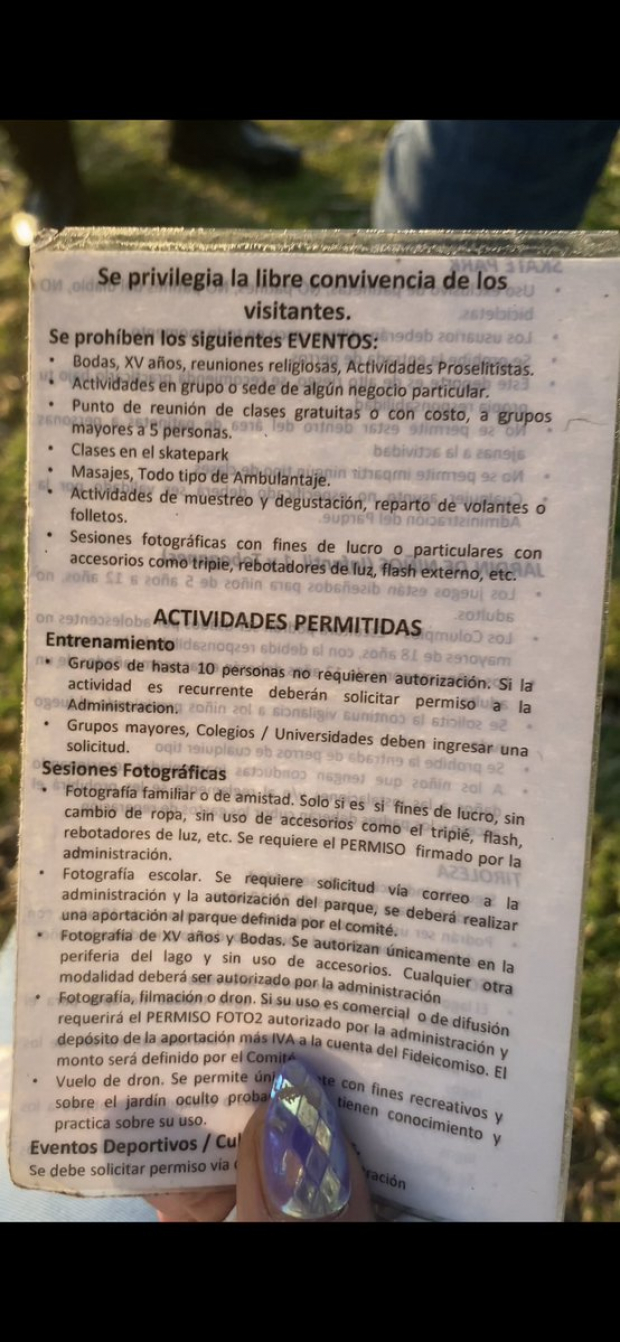 Las normas del parque La Mexicana