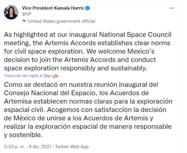 La vicepresidenta de Estados Unidos dio la bienvenida al proyecto.