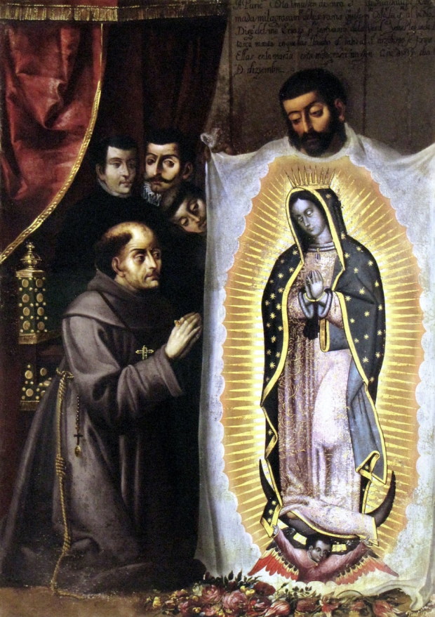 Juan Dualte, Cuarta aparición de la Virgen de Guadalupe, óleo sobre tela, siglo XVIII.
