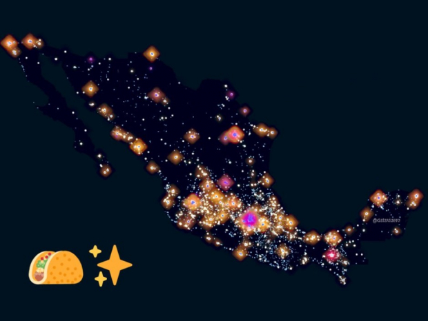 Baruch Sangines comparte mapa de taquerías en México.