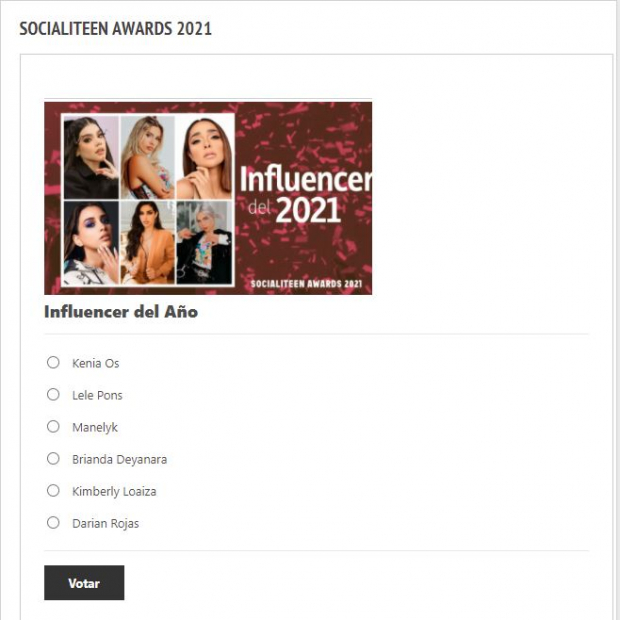 Vota por tus influencers favoritos en los Socialiteen Awards 2021