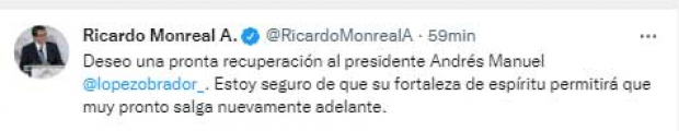 Ricardo Monreal también envió un mensaje a AMLO