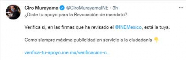 Ciro Murayama, consejero del INE, invitó a verificar las firmas