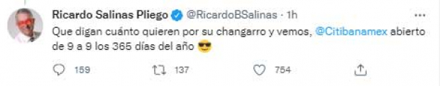 El mensaje de Ricardo Salinas en Twitter