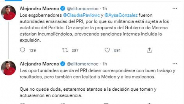 El mensaje de Alejandro Moreno en Twitter