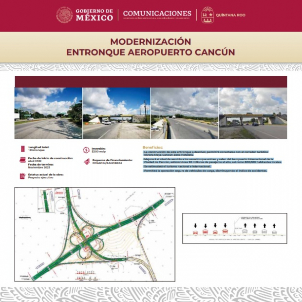 Diapositiva del proyecto de Modernización entronque Aeropuerto Cancún