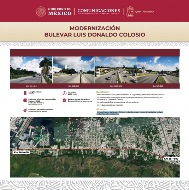 Diapositiva de la obra de Modernización Bulevar Luis Donaldo Colosio