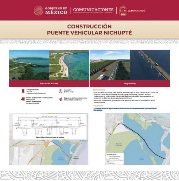 Diapositiva de la Construcción Puente Vehicular Nichupté