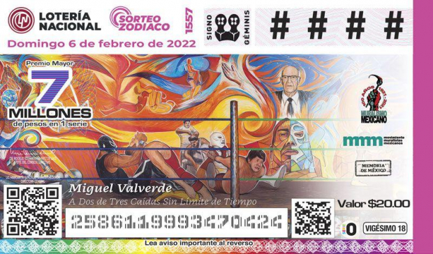 Billete de Lotería con motivo del centenario del muralismo.