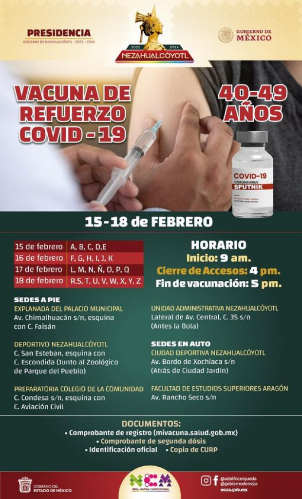 Jornada de vacunación (dosis de refuerzo) en Nezahualcóyotl