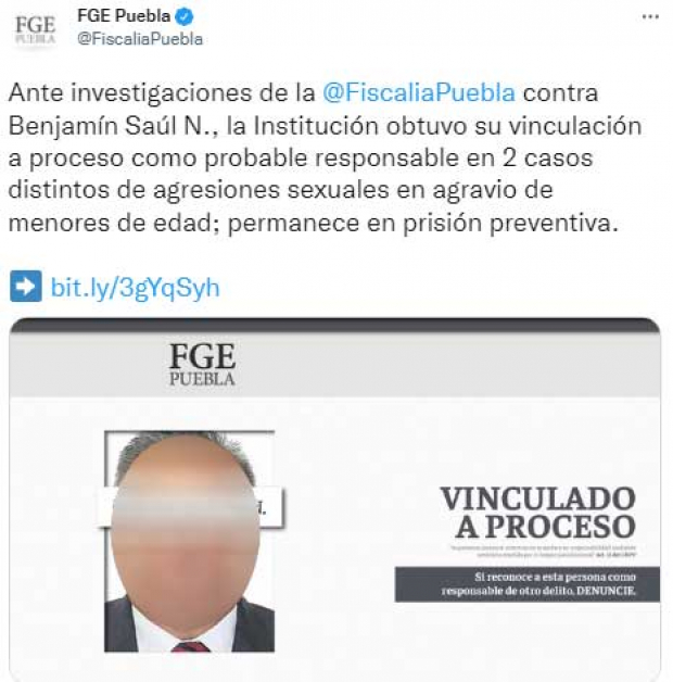 El mensaje en Twitter sobre el caso del exdiputado Saúl Huerta