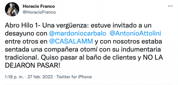 Horacio Franco denuncia discriminación en Casa Lamm.