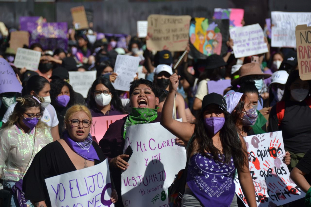 Muy concurrida estuvo la marcha de ayer en Toluca, capital del Estado de México.