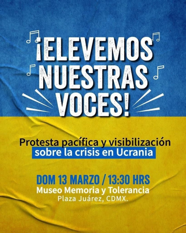 El Movimiento Ucraniano en México informó que este domingo realizará una protesta a las afueras del Museo de Memoria y Tolerancia en la Ciudad de México