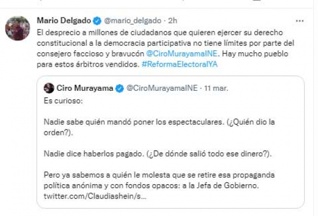 el comentario de Mario Delgado en Twitter