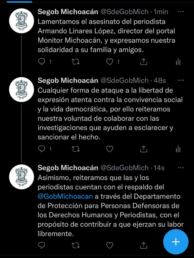 Así se pronunció la Secretaría de Gobierno de Michoacán.