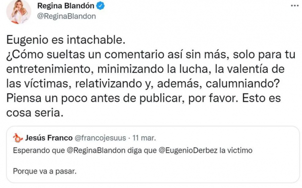 El tuit que desató la furia de Regina Blandón