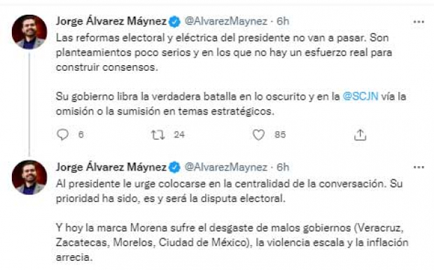 El mensaje de Jorge Álvarez Maynez sobre las reformas electoral y eléctrica