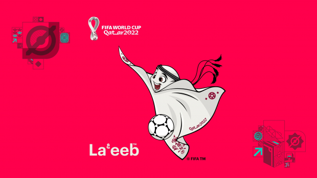 La mascota es La’eeb, cuyo nombre significa en árabe “jugador superhábil”; los organizadores explicaron que será conocida por su espíritu juvenil y que llevará “alegría y confianza a donde vaya”.