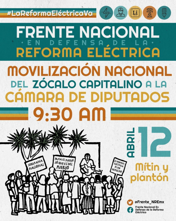 Convocan a marcha por la Reforma Eléctrica.