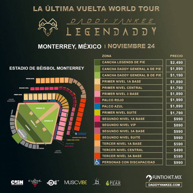 Precios de boletos para Daddy Yankee en Monterrey