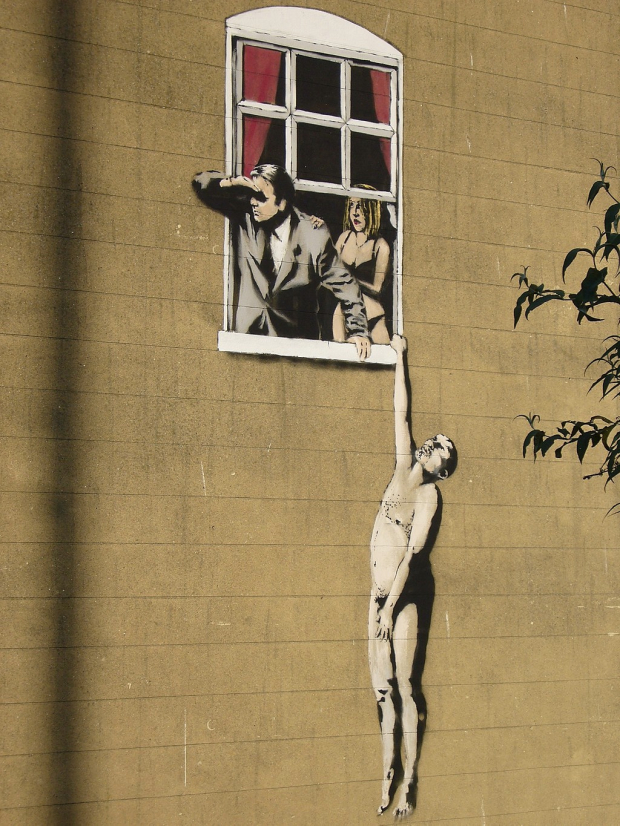 Amante en la ventana, mural, Park Street, Bristol, 2006.