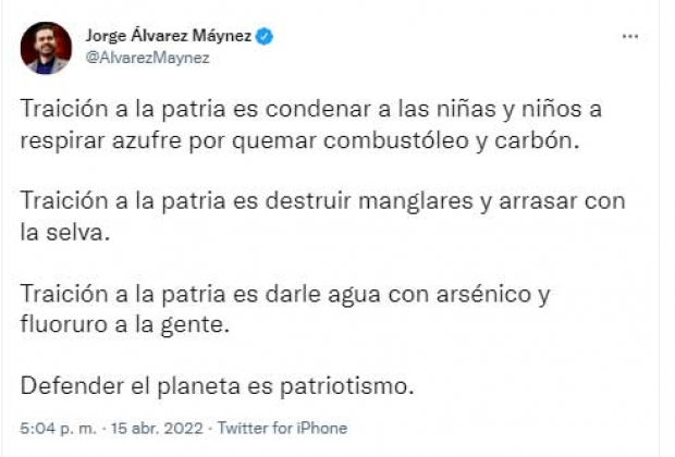 El mensaje de Jorge Álvarez Máynez en Twitter