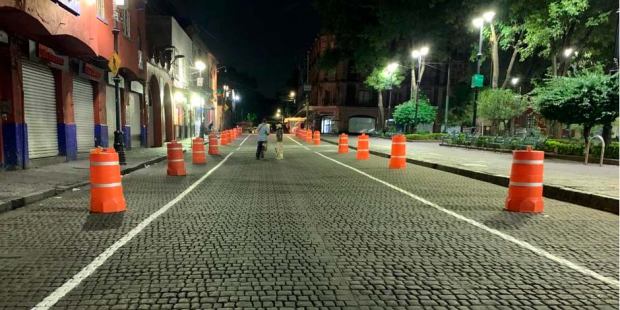 En Coyoacán se han balizado pasos peatonales y delimitado espacios para liberar las calles de sitios usados como estacionamientos improvisados