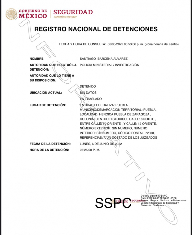 Registro Nacional de Detenciones - Santiago Bárcena.