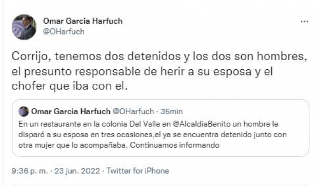 El mensaje de Omar García Harfuch en Twitter