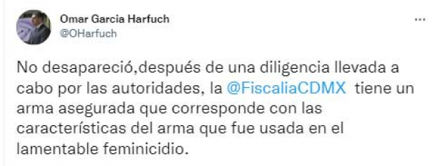 El mensaje en Twitter de Omar García Harfuch