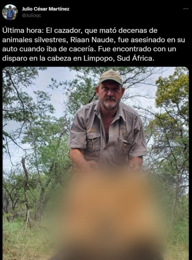 Asinan a cazador Riaan Naude en Sudáfrica