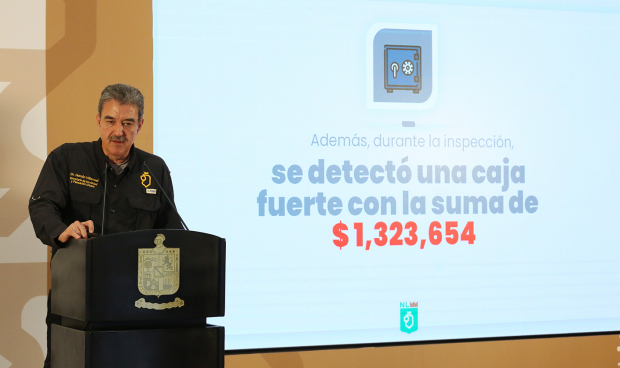 La inspección arrojó en las instalaciones de la Ruta 400, una caja fuerte con una suma de un millón 323 mil 654 pesos.
