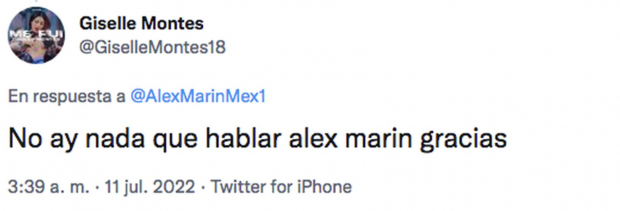 Giselle Montes no quiere saber nada de Alex Marín