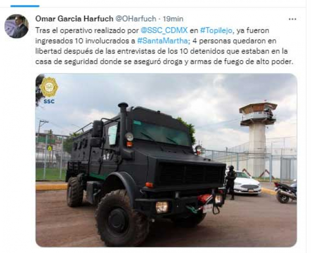 el mensaje de Omar García Harfuch en Twitter