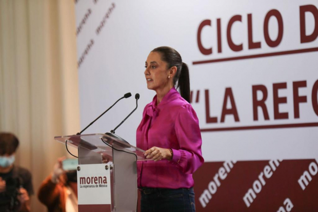 Claudia Sheinbaum en ciclo de conferencias para hablar sobre la Reforma Electoral.